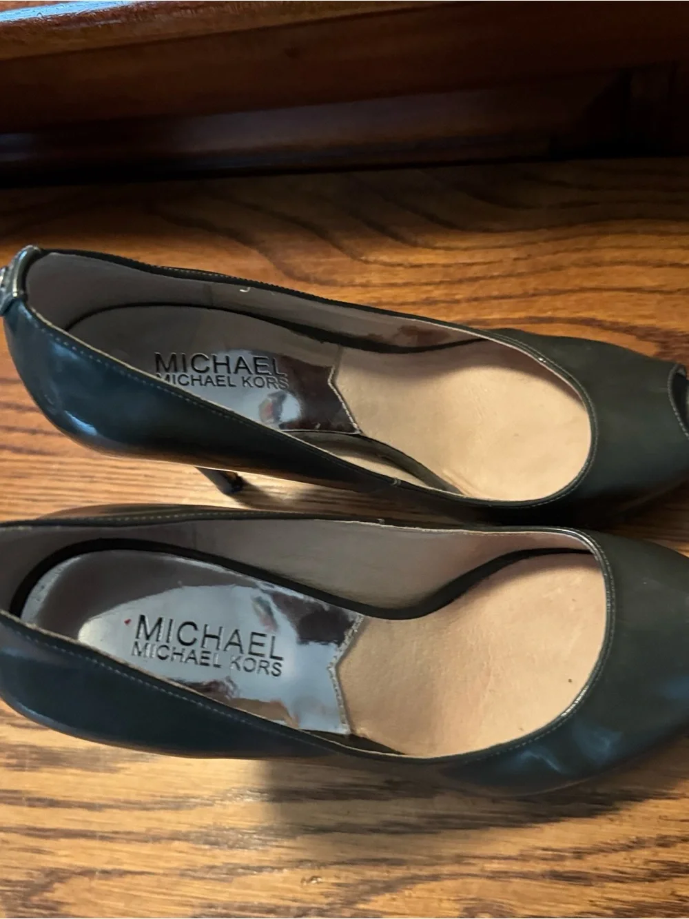 Michael Kors dark gray  Leather Stiletto Heel Pumps